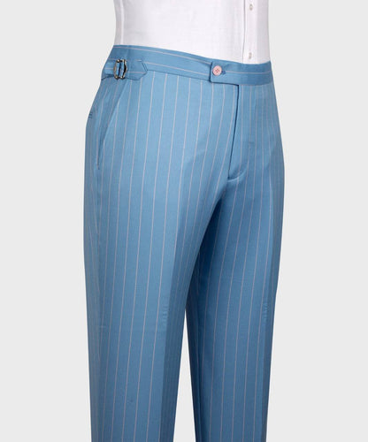 Men's Suit Set, %100 Wool, Striped, Blue