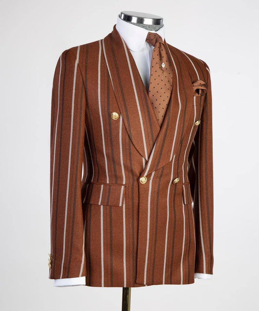 Men's Suit -2 Piece, Brown Stripe Design