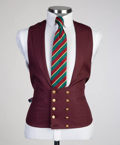 Men's Classic Suit -3 Piece Set -Burgundy