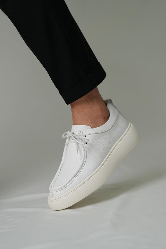 Men’s Casual Leather White Shoes-Casandra
