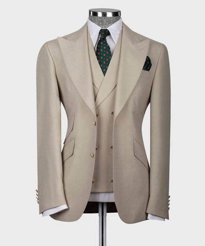 Classic 3-Piece Beige Suit Set for Men