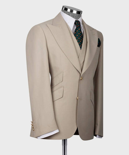 Classic 3-Piece Beige Suit Set for Men