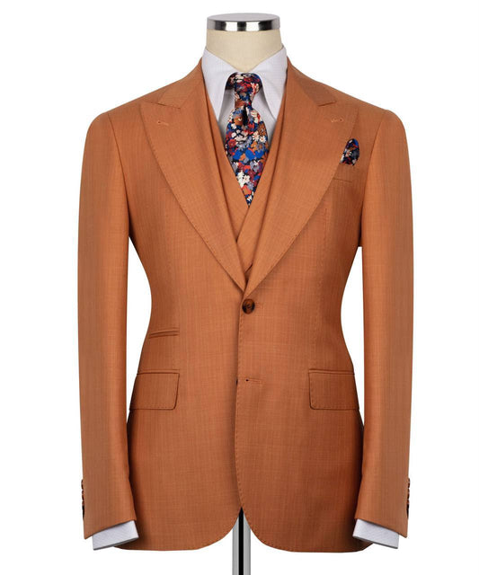 Classic 3-Piece Camel-Brown Suit Set for Men