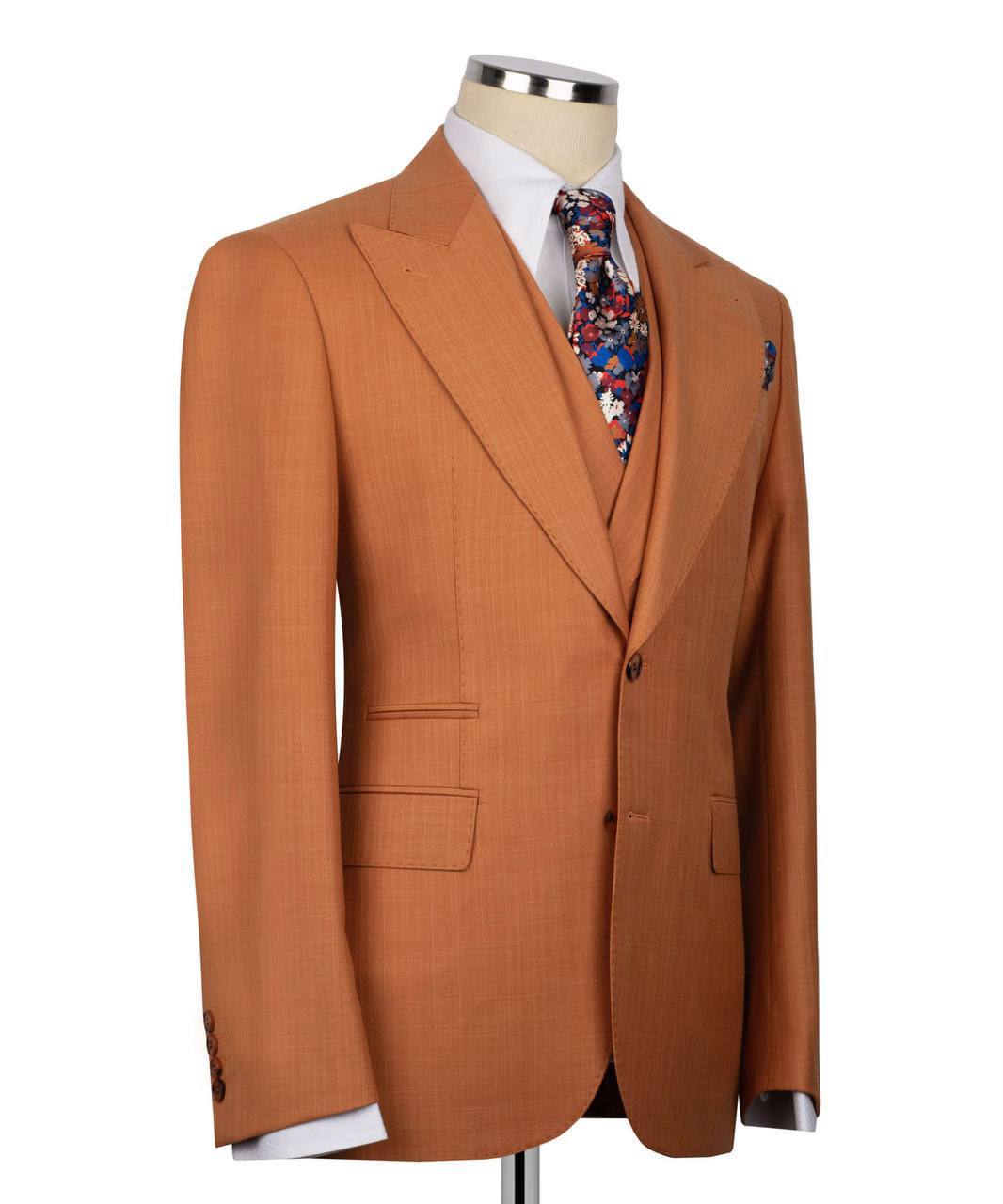 Classic 3-Piece Camel-Brown Suit Set for Men