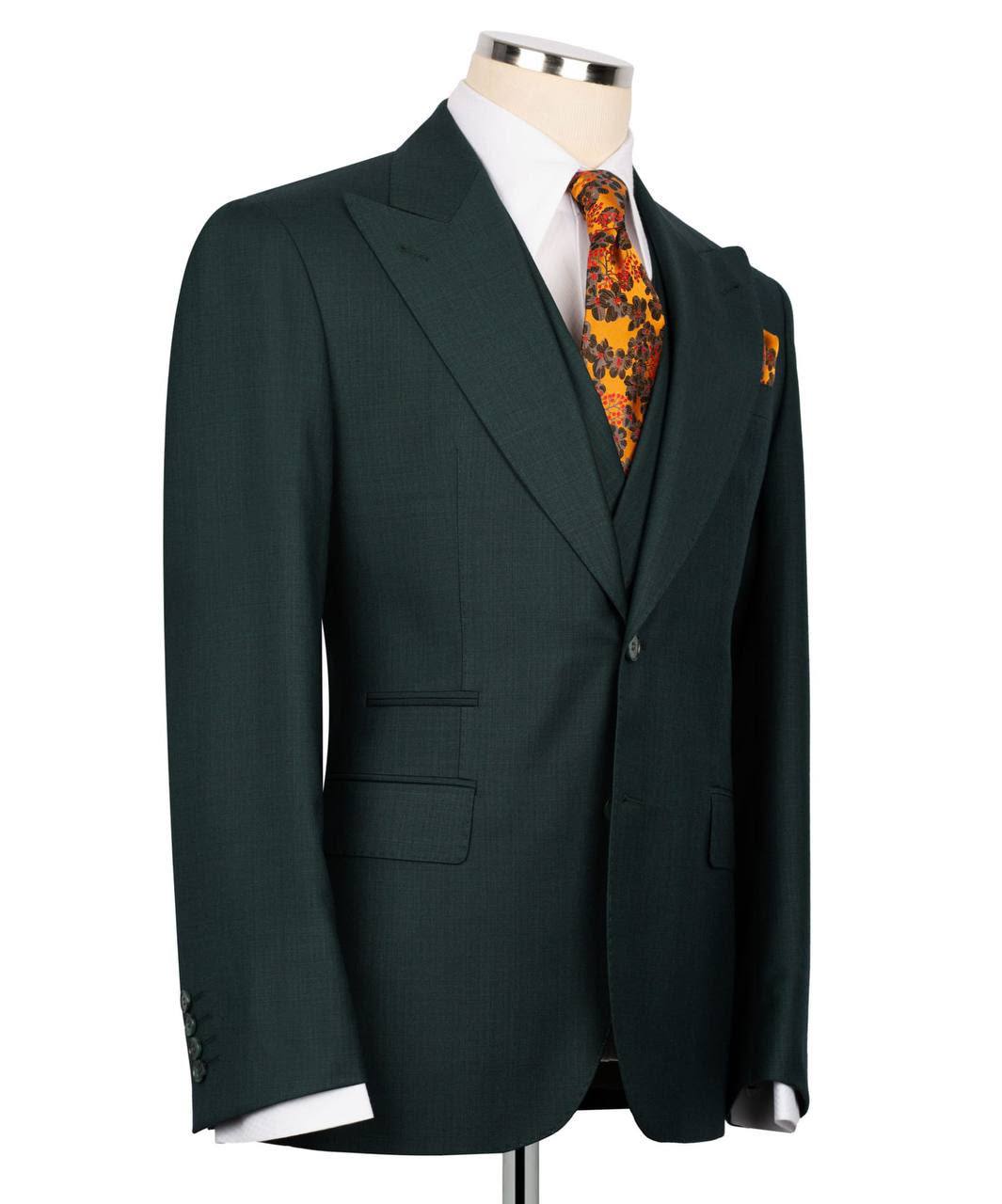 Classic 3-Piece Green Suit Set for Men