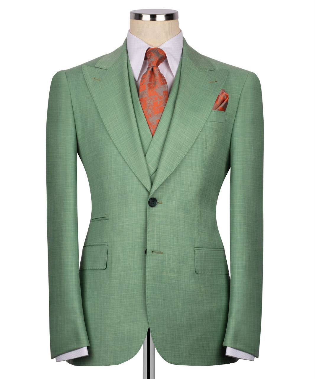 Classic 3-Piece Light-Green Suit Set for Men