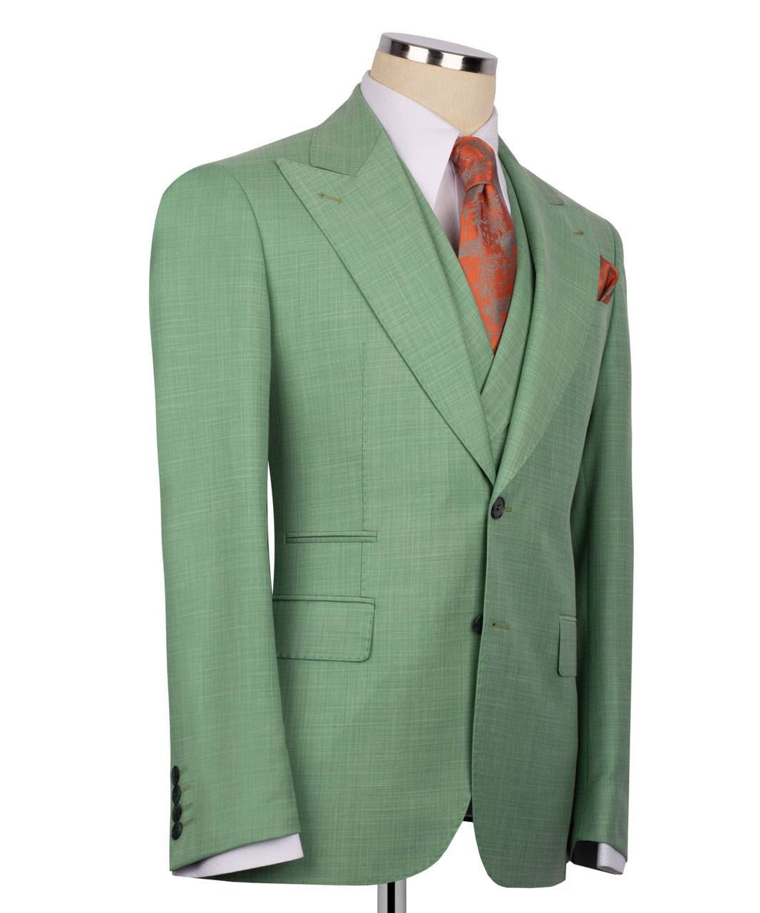 Classic 3-Piece Light-Green Suit Set for Men