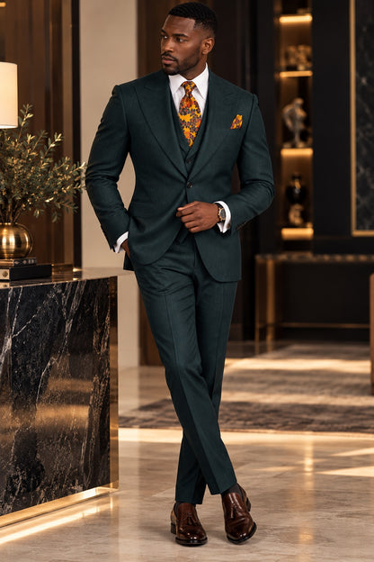 Classic 3-Piece Green Suit Set for Men