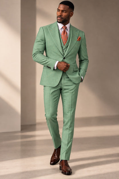 Classic 3-Piece Light-Green Suit Set for Men