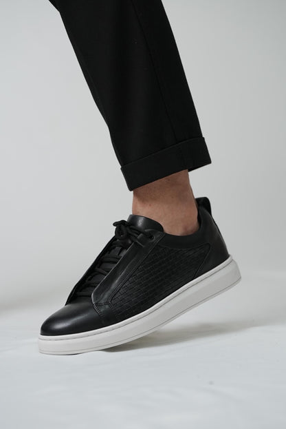 Black Leather Sneakers for Men