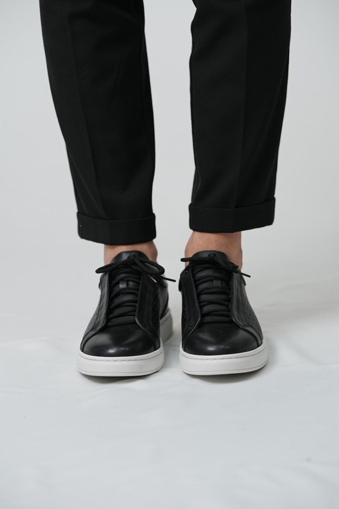 Black Leather Sneakers for Men