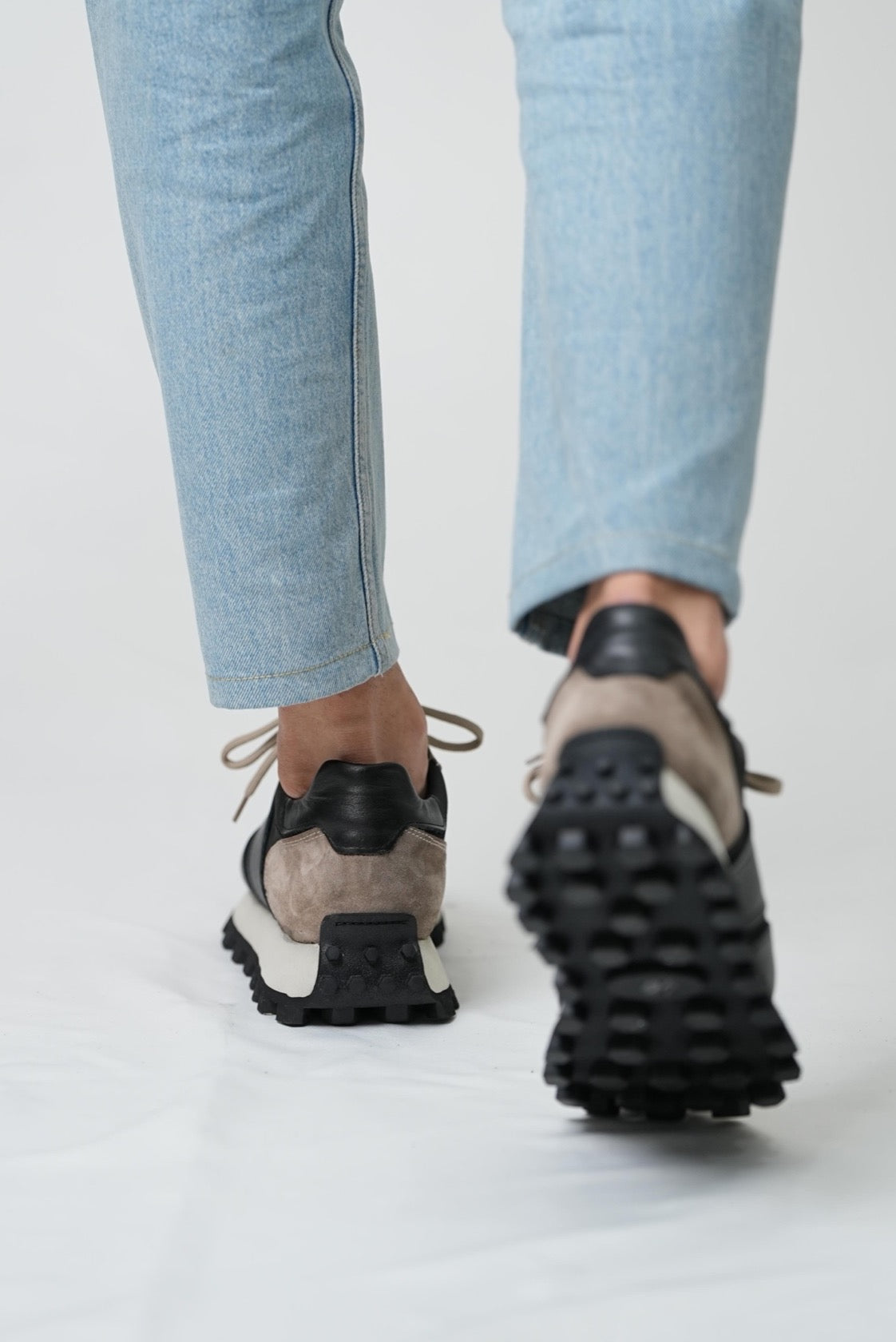 Black Leather & Suede Sneakers for Men