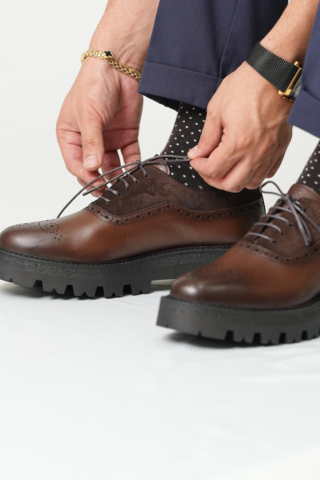 Brown Leather Brogue Shoes for Men