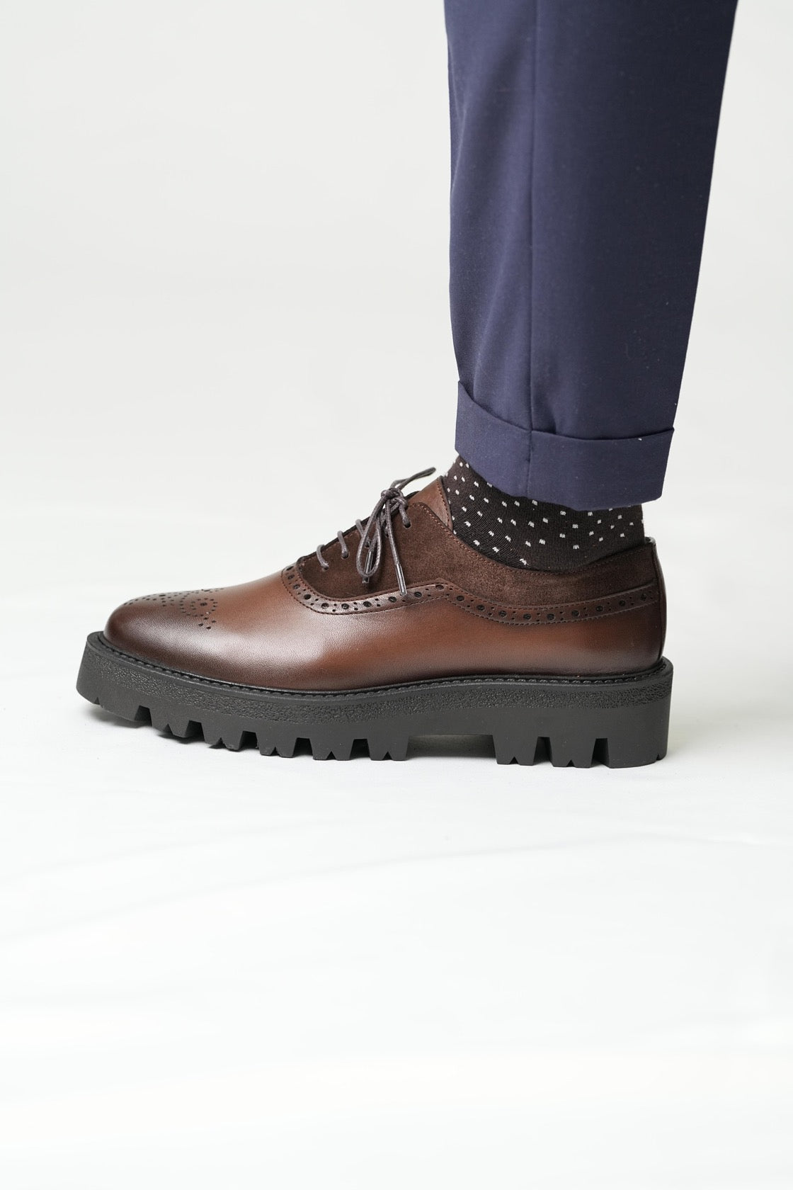 Brown Leather Brogue Shoes for Men