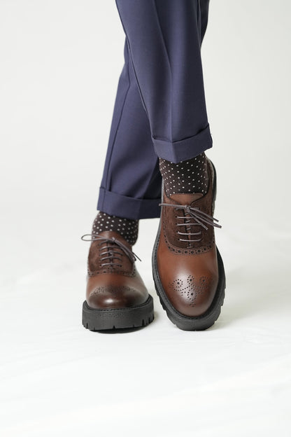 Brown Leather Brogue Shoes for Men