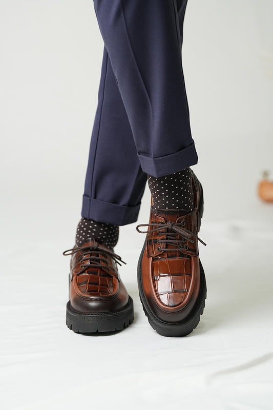 chrocodile mens brown shoes with high heels