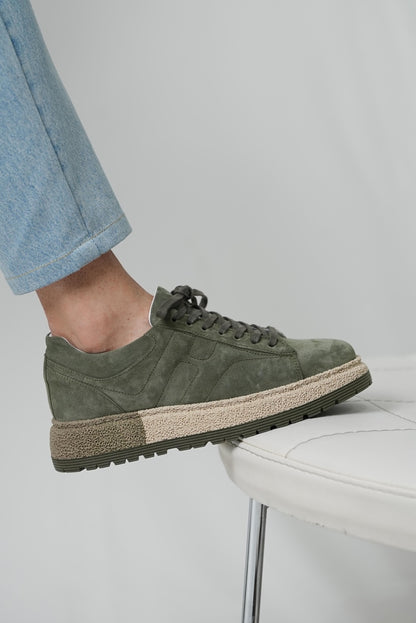 Green Suede Sneakers for Men