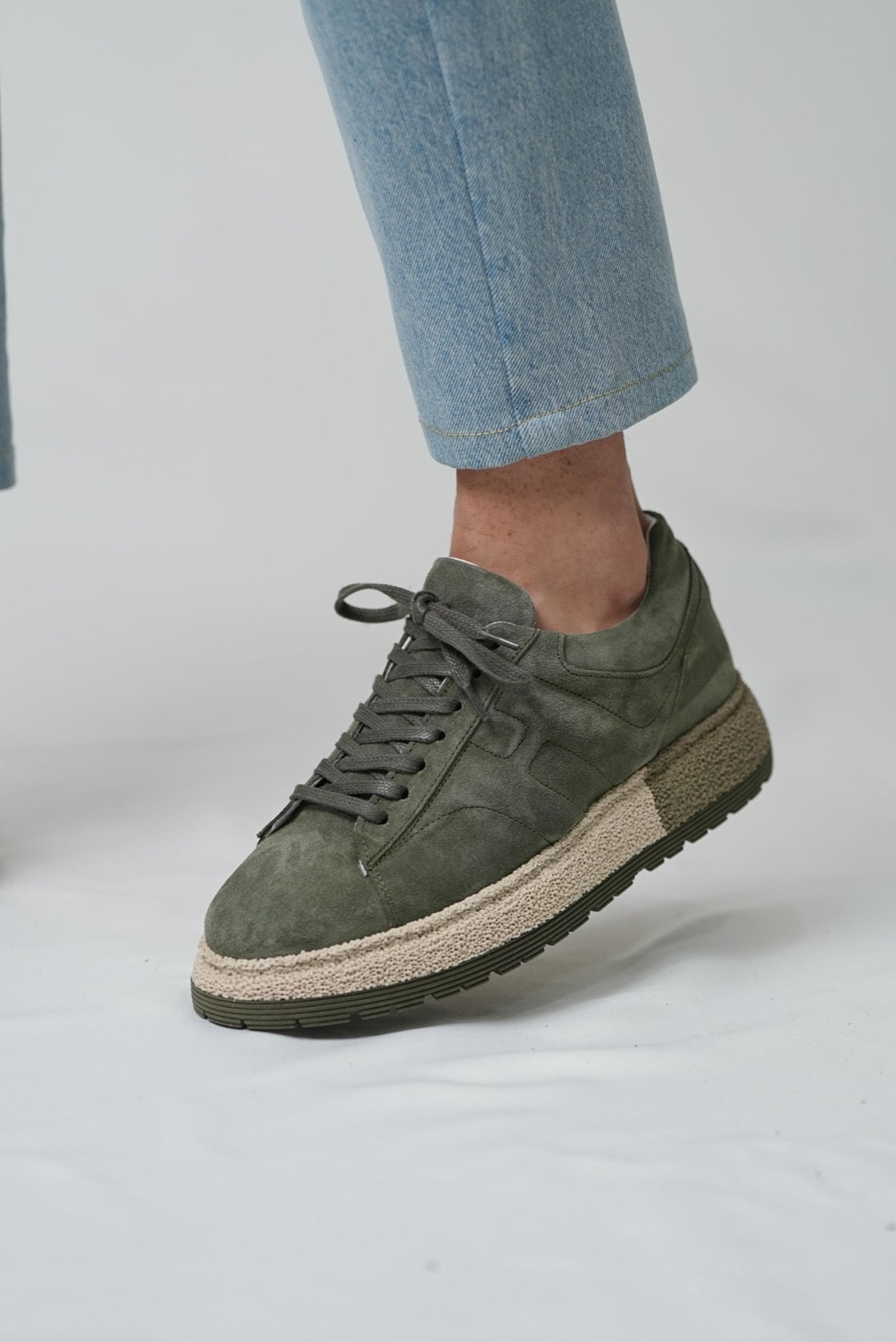 Green Suede Sneakers for Men