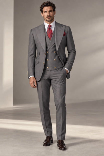 Classic 3-Piece Grey Suit Set for Men