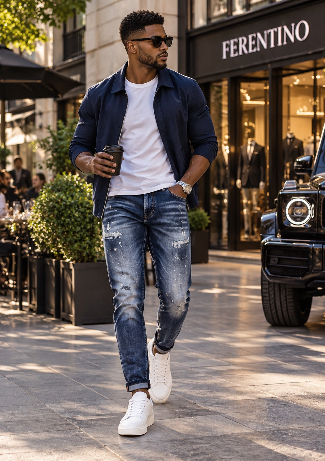 Men's Slim Fit Stretch Denim Jeans – Dark Wash Blue