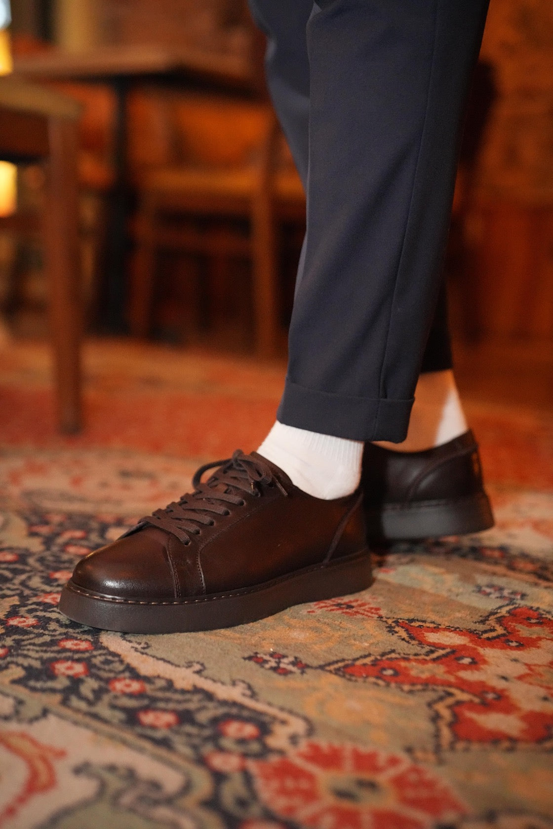 Brown Leather Sneakers for Men