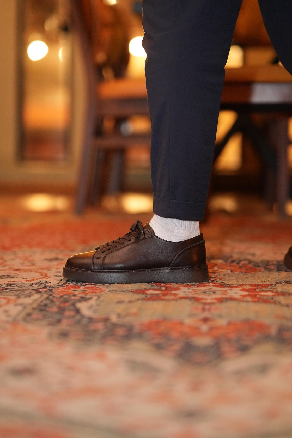 Brown Leather Sneakers for Men