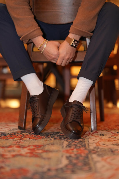 Brown Leather Sneakers for Men