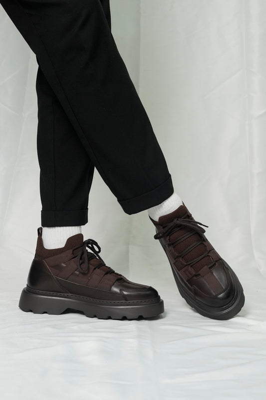 Brown Leather LaceUp Sneakers