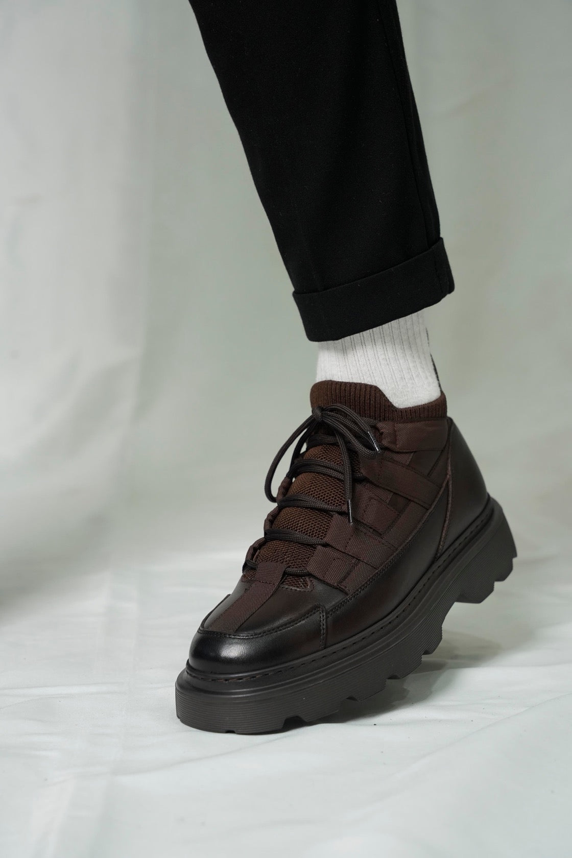 Brown Leather LaceUp Sneakers
