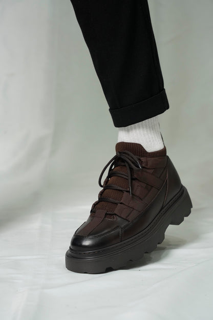 Brown Leather LaceUp Sneakers