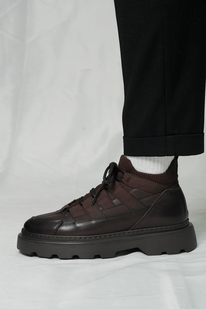 Brown Leather LaceUp Sneakers