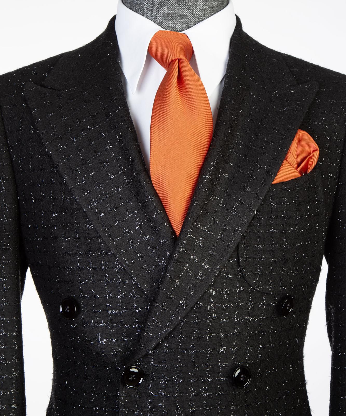 Black-Silver Checkered Men’s Long Coat