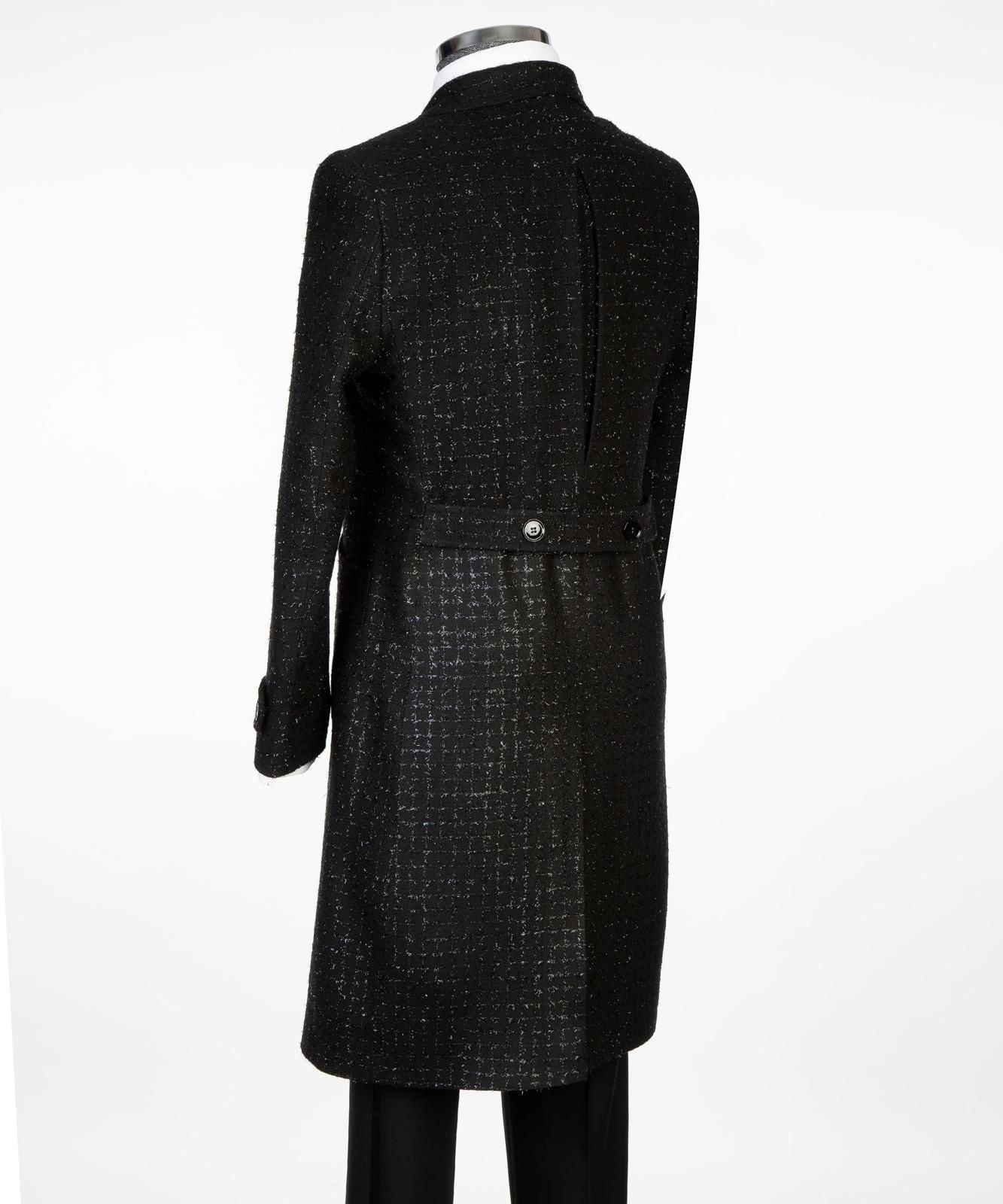 Black-Silver Checkered Men’s Long Coat