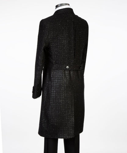 Black-Silver Checkered Men’s Long Coat