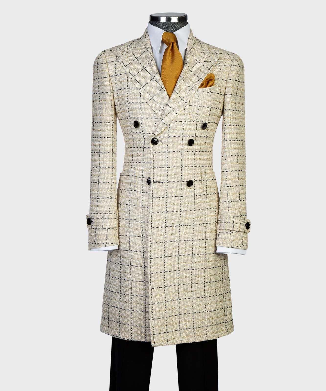 checkered long coat for men from turkey