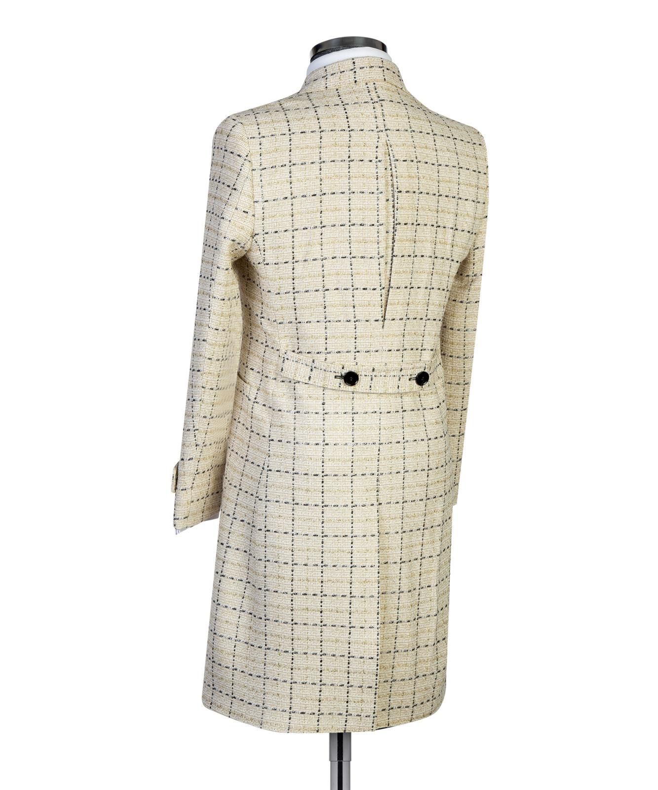 Cream Check Design Men’s Long Coat