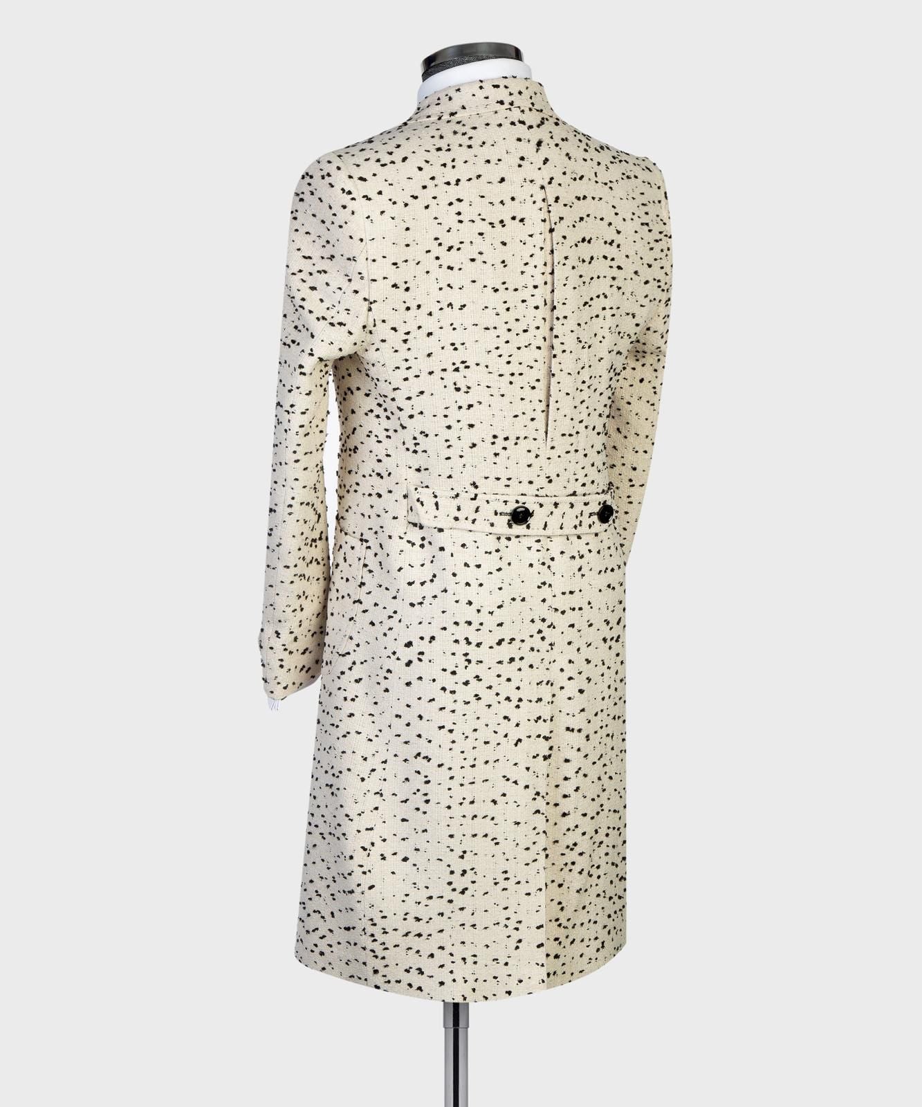 Cream Dot Design Men’s Long Coat