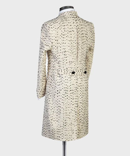 Cream Dot Design Men’s Long Coat