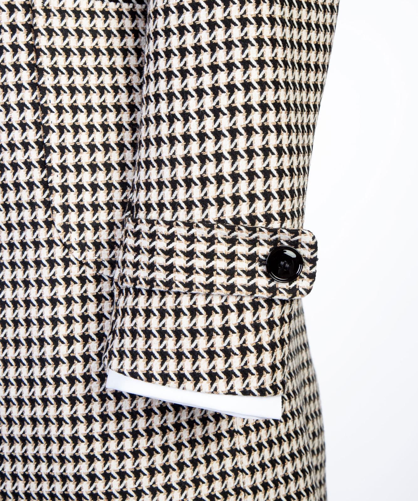 Beige/Black Houndstooth Men’s Long Coat
