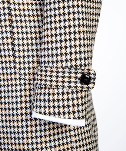 Beige/Black Houndstooth Men’s Long Coat