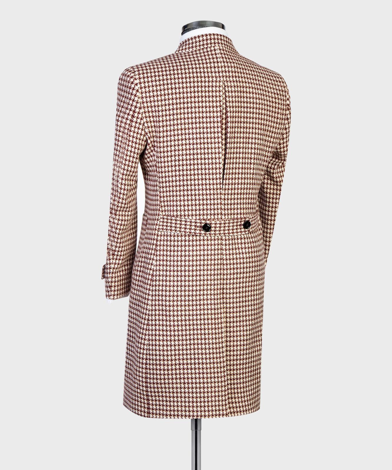 Red Houndstooth Men’s Long Coat