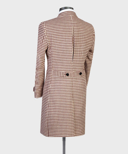 Red Houndstooth Men’s Long Coat