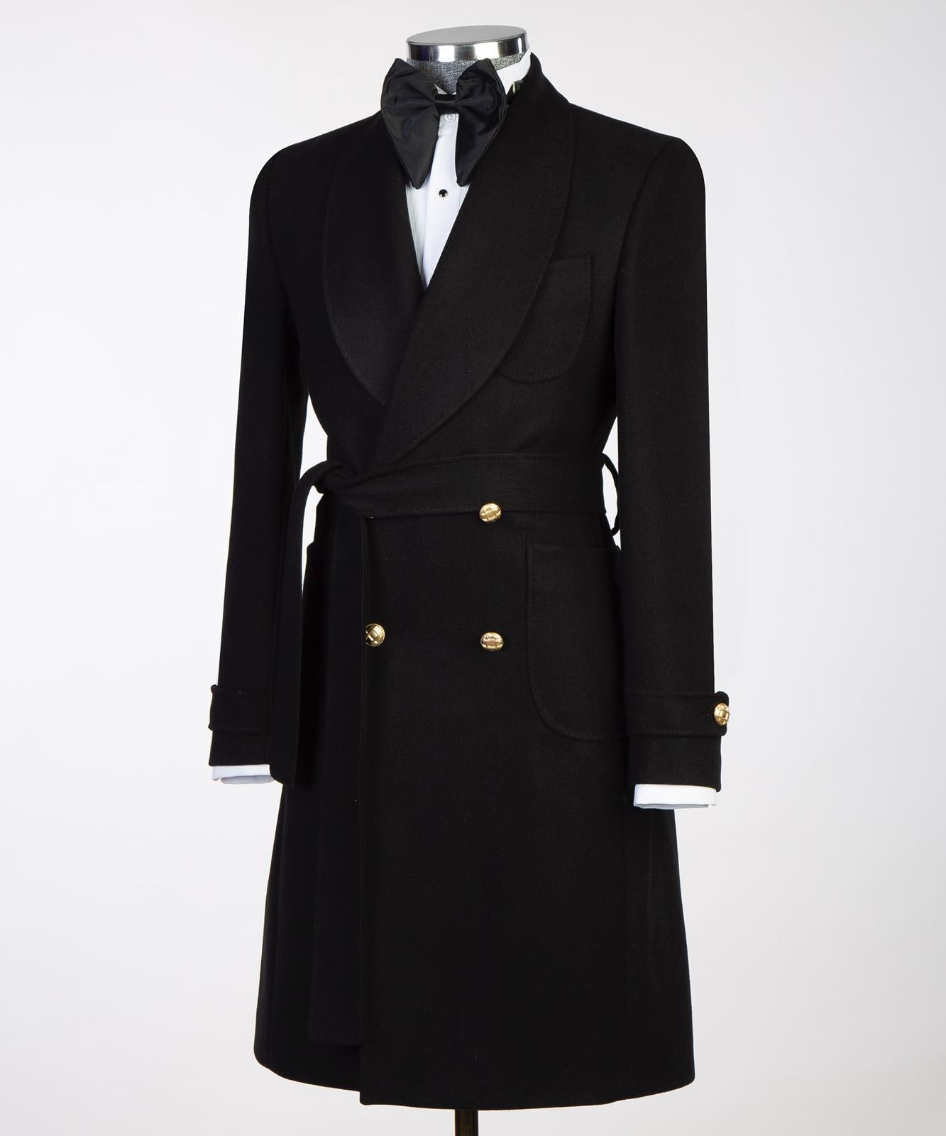 Black Double Breasted Men’s Long Coat