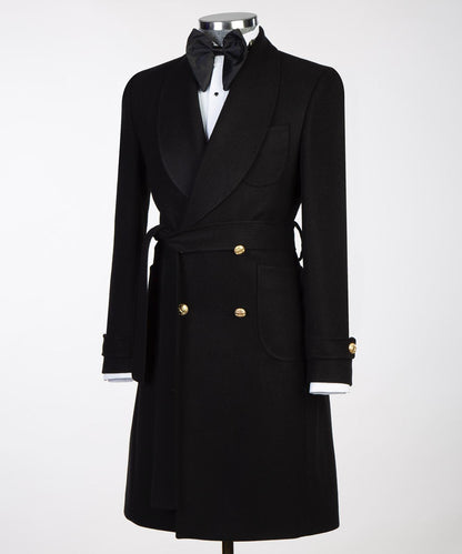 Black Double Breasted Men’s Long Coat