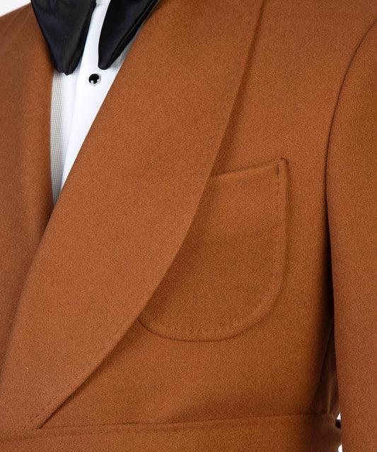 Camel Double Breasted Men’s Long Coat