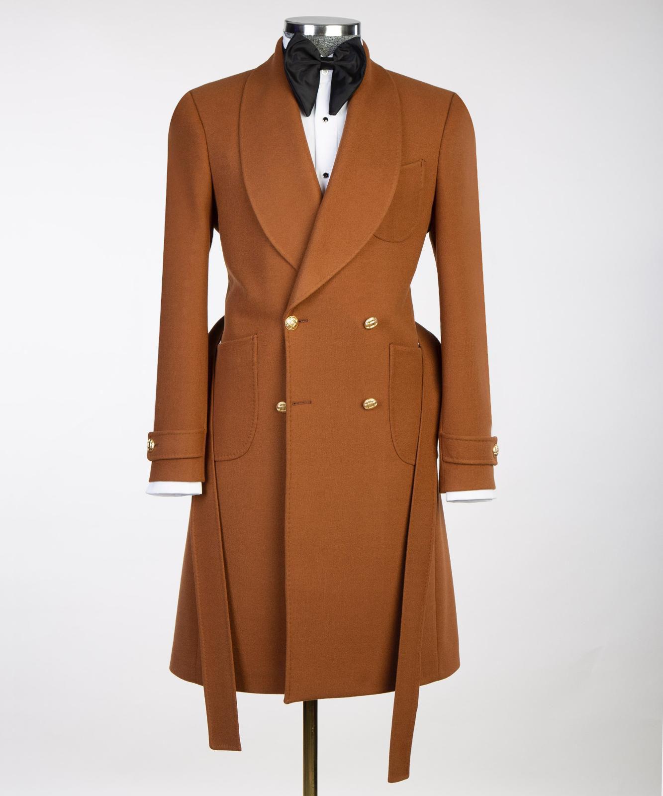 Camel Double Breasted Men’s Long Coat