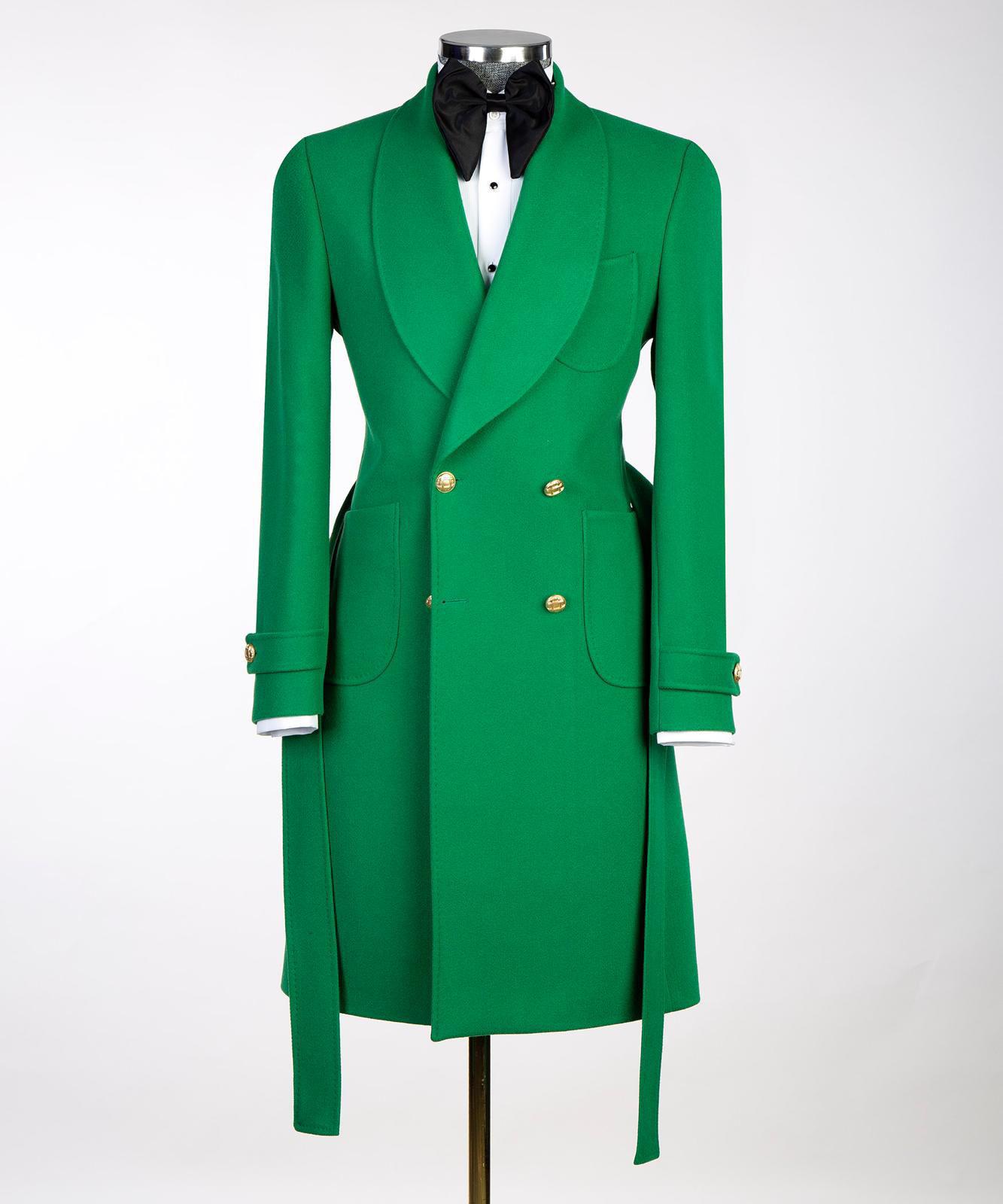 Green Double Breasted Men's Long Coat – Ferentino