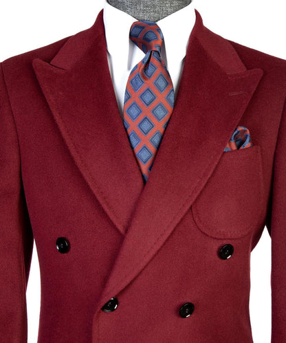 Burgundy Double Breasted Men’s Long Coat