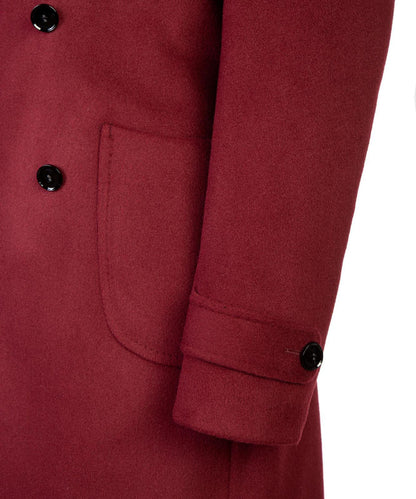 Burgundy Double Breasted Men’s Long Coat
