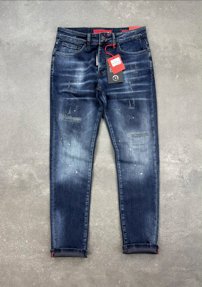 Men's Slim Fit Stretch Denim Jeans – Dark Wash Blue